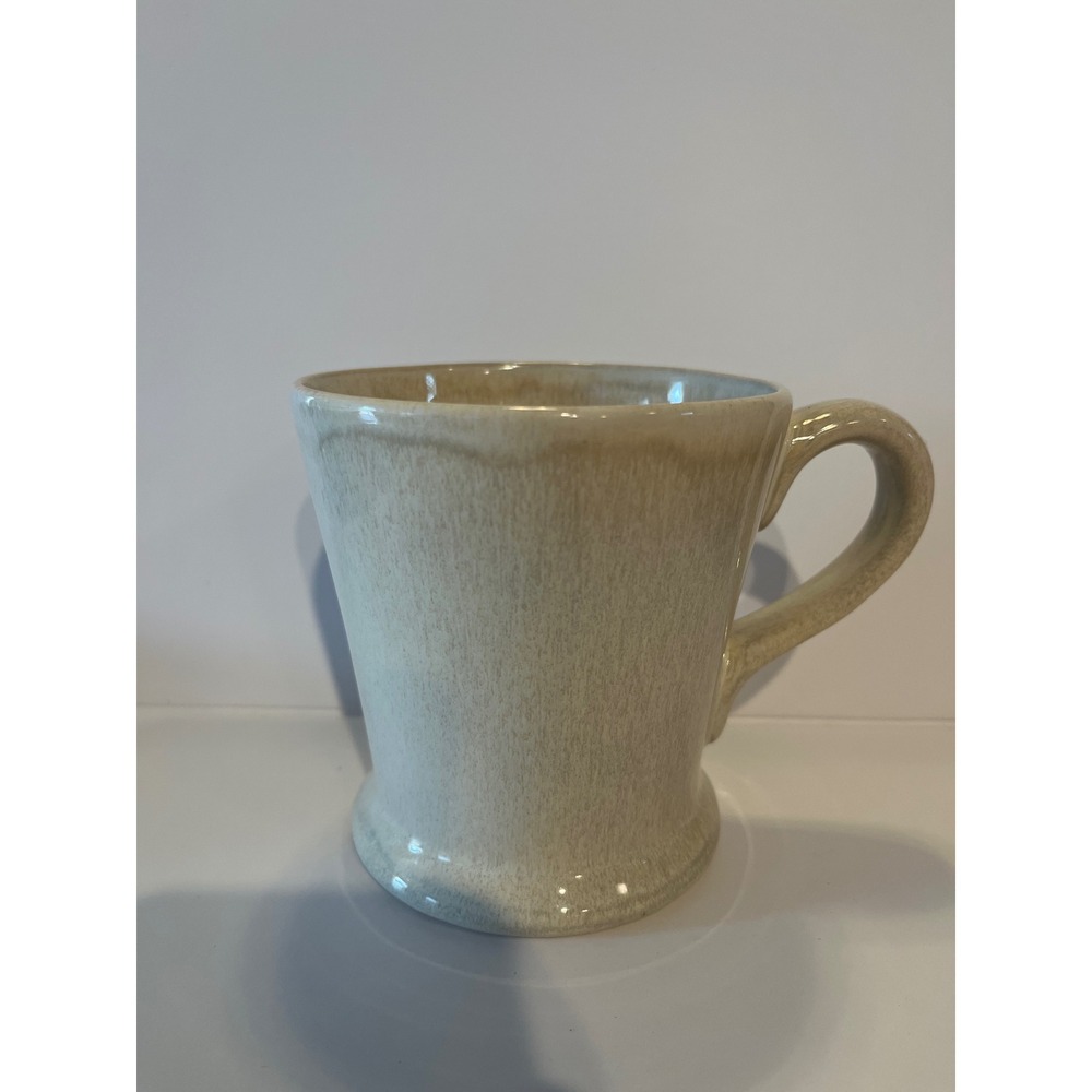 JCPenney China Reactive Glaze Coffee Mug Cream Tan Stoneware Pedestal Base Cup